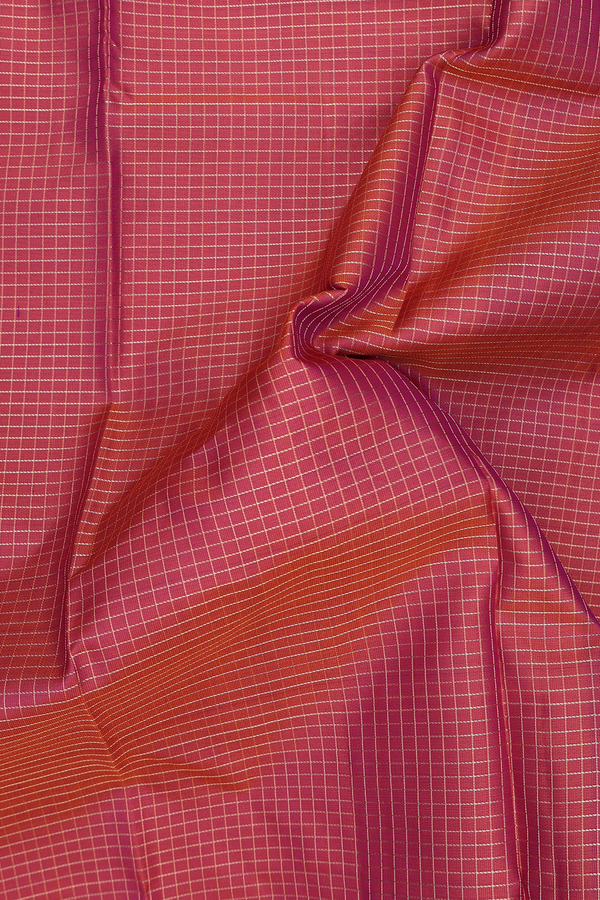 Kanchipuram Silk Saree In Dual Tone With Checks Design