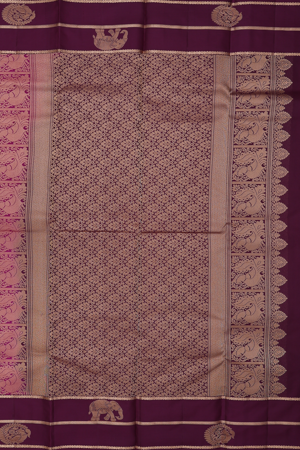 Kanchipuram Silk Saree In Berry Purple With Checks Design
