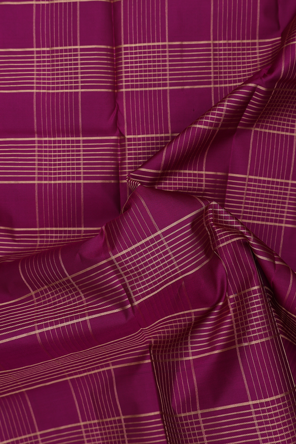 Kanchipuram Silk Saree In Berry Purple With Checks Design