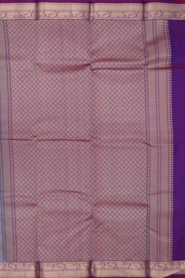 Kanchipuram Silk Saree In Cobalt Blue With Floral Buttas
