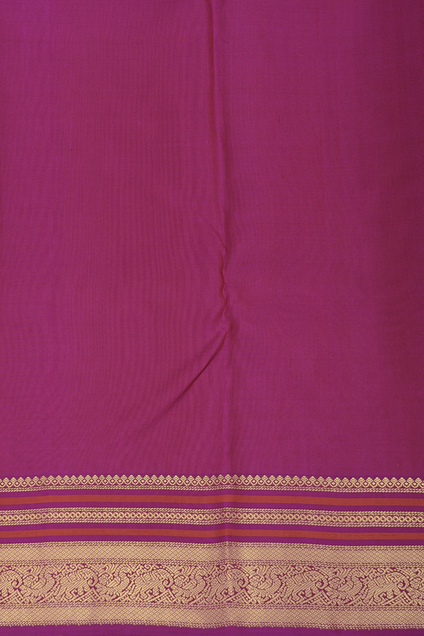 Kanchipuram Silk Saree In Forest Green With Peacock Buttas