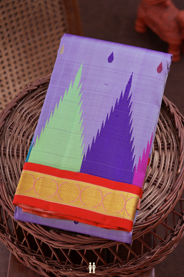 Kanchipuram Silk Saree In Dual Tone With Rain Drops Buttas