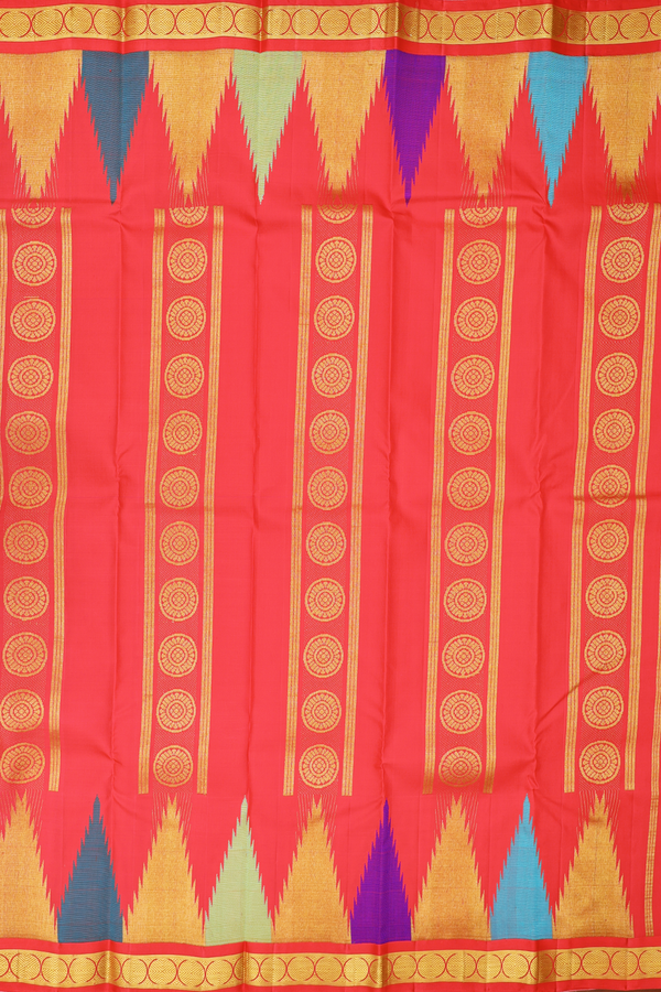 Kanchipuram Silk Saree In Dual Tone With Rain Drop Buttas