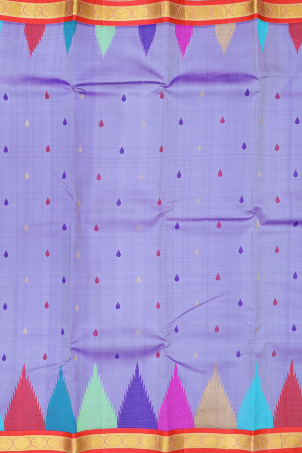 Kanchipuram Silk Saree In Dual Tone With Rain Drops Buttas