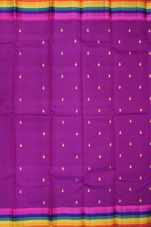 Kanchipuram Silk Saree In Grape Purple With Rain Drop Buttas