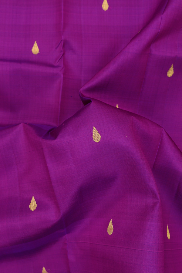 Kanchipuram Silk Saree In Grape Purple With Rain Drops Buttas