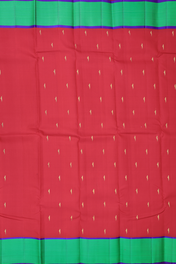 Kanchipuram Silk Saree In Red With Malli Moggu Buttas