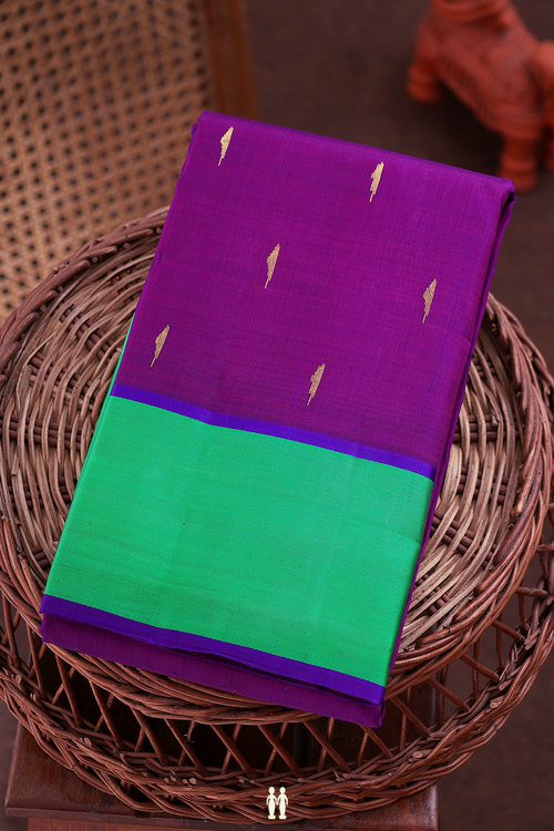 Kanchipuram Silk Saree In Purple With Malli Moggu Buttas