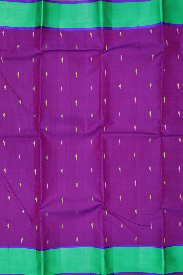 Kanchipuram Silk Saree In Purple With Malli Moggu Buttas