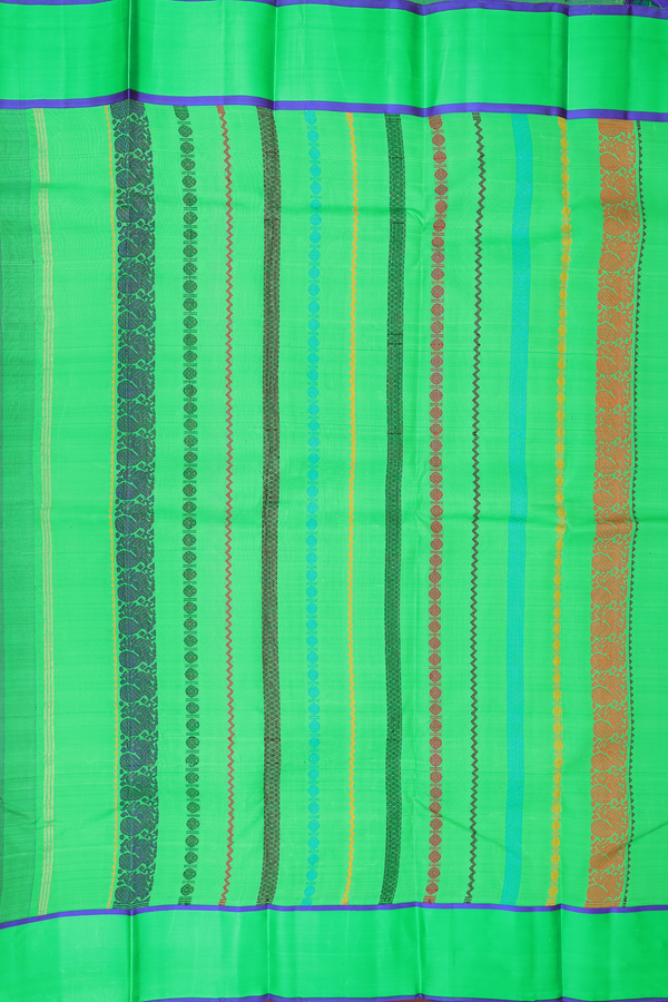 Kanchipuram Silk Saree In Teal Blue With Zari Buttas