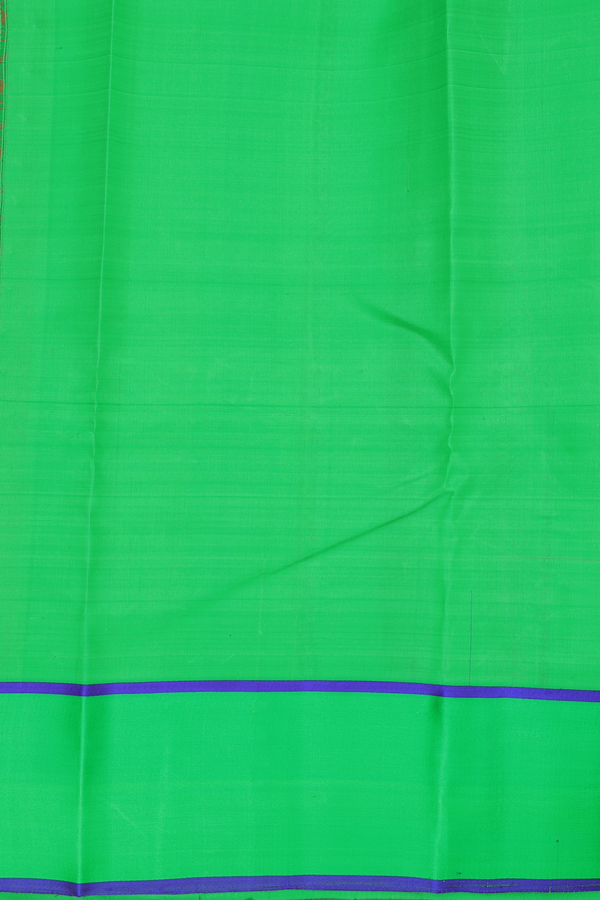 Kanchipuram Silk Saree In Teal Blue With Zari Buttas