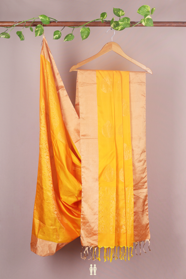 Zari Motifs Mango Yellow Silk Dupatta