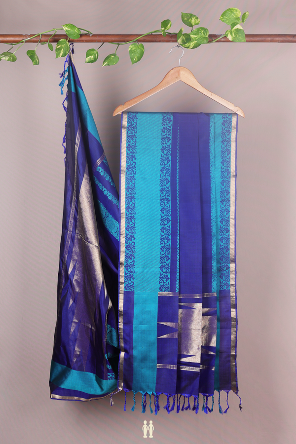 Threadwork Design Royal Blue Silk Dupatta