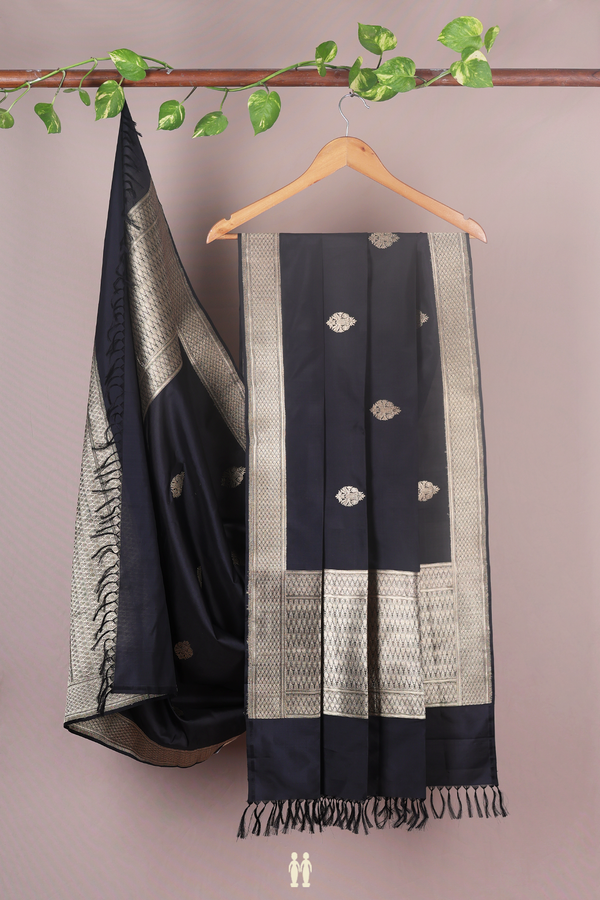 Zari Buttas Black Silk Dupatta