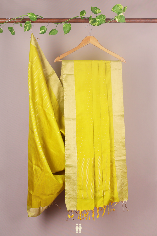 Zari Design Olive Yellow Silk Dupatta