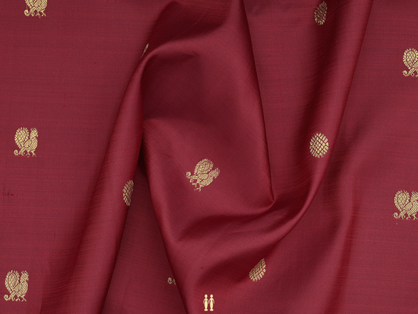 Peacock Buttas Red Kanchipuram Blouse Material