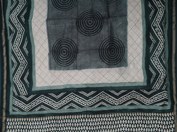 Allover Printed Design Black Chanderi Salwar Material