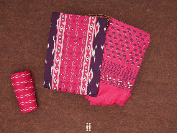 Printed Design Grape Purple Cotton Unstitched Salwar Set