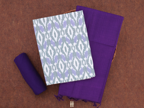 Printed Design Green Purple Cotton Unstitched Salwar Material