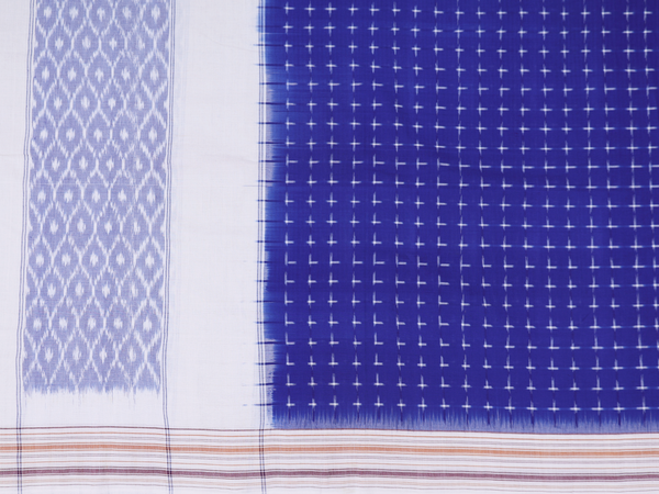 Ikat Design White Cotton Salwar Material