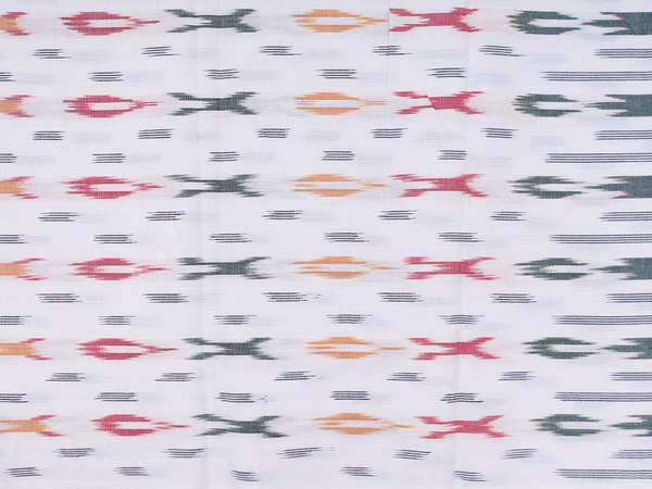 Ikat Design White Cotton Salwar Material