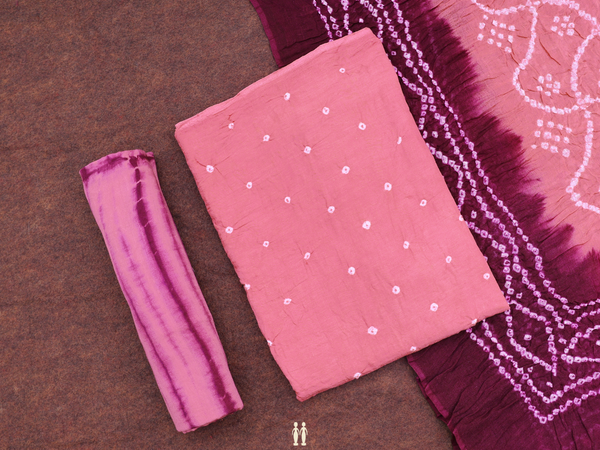 Tie And Dye Design Pink Bandhani Salwar Material