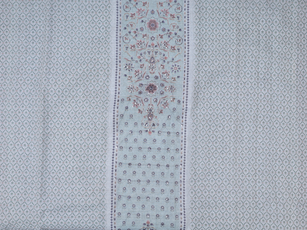 Ogee Design Light Sage Green Linen Unstitched Salwar Material