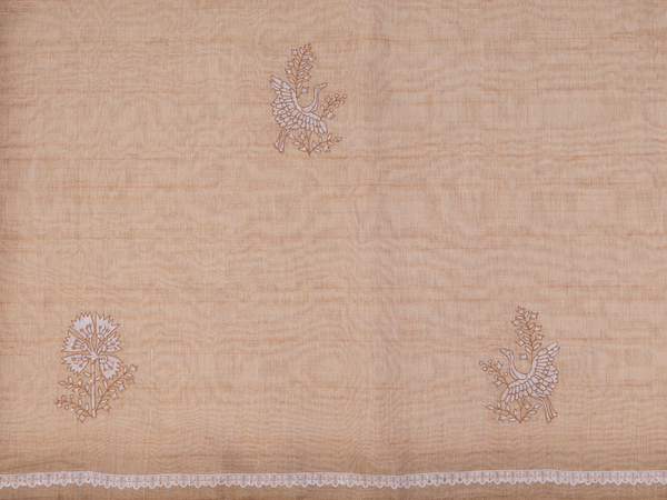 Floral Buttas Brown Linen Unstitched Salwar Material