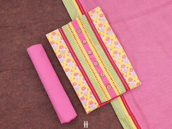 Floral Design Yellow Cotton Salwar Material
