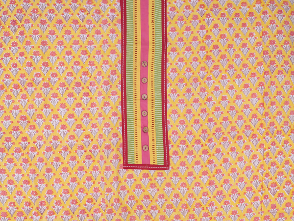 Floral Design Yellow Cotton Salwar Material
