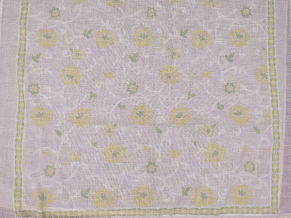 Ogee Design White And Grey Cotton Unstitched Salwar Material