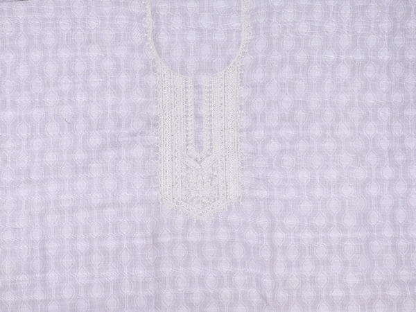 Ogee Design White And Grey Cotton Unstitched Salwar Material