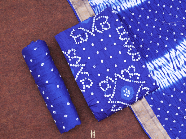 Tie And Dye Design Royal Blue Bandhani Salwar Material