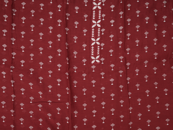 Printed Design Ruby Red Cotton Unstitched Salwar Material