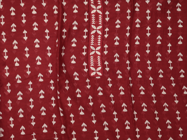 Printed Design Cherry Red Cotton Unstitched Salwar Material
