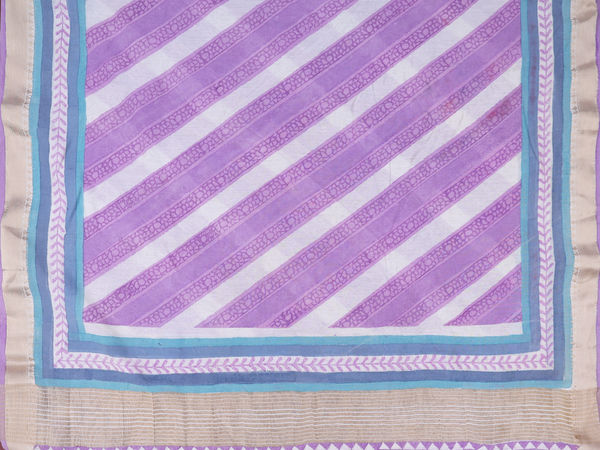 Stripes Design Purple Cotton Unstitched Salwar Material
