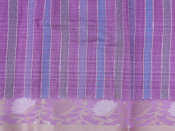 Stripes Design Purple Cotton Unstitched Salwar Material