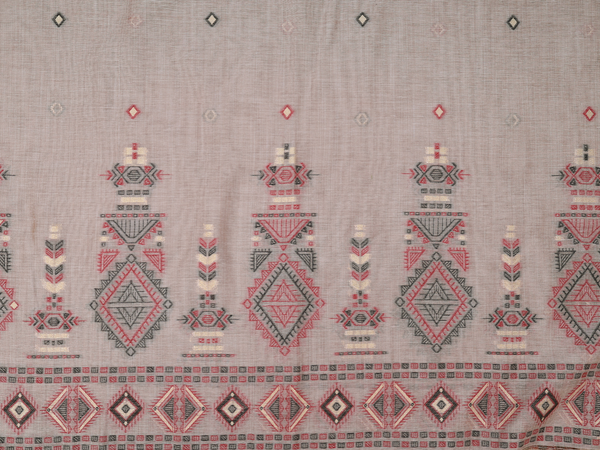 Diamond Buttas Dusty Brown Linen Unstitched Salwar Material