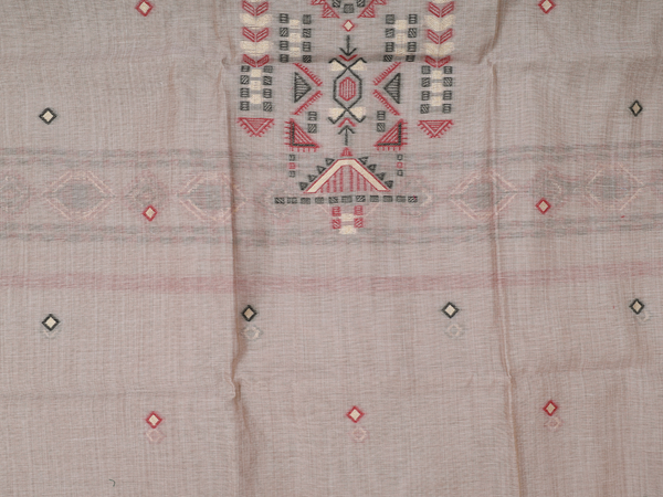 Diamond Buttas Dusty Brown Linen Unstitched Salwar Material