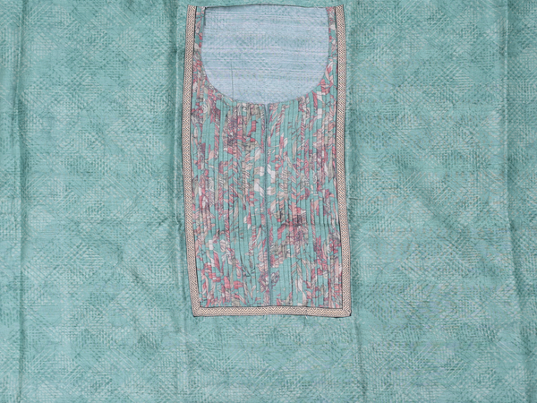 Printed Design Green Silk Cotton Salwar Material