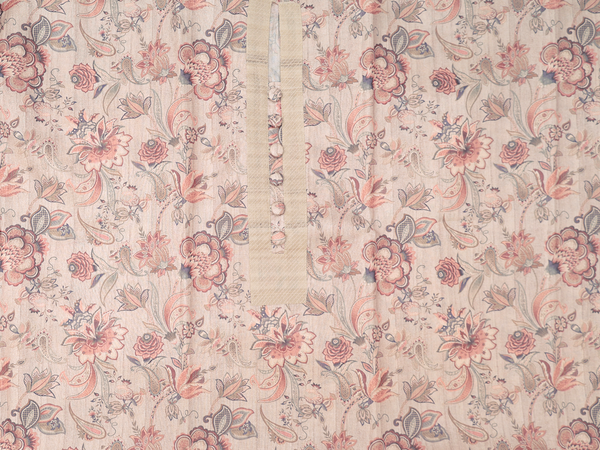 Floral Design Cream Color Silk Cotton Salwar Material