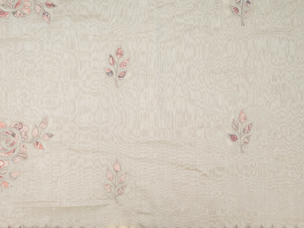 Floral Design Cream Color Silk Cotton Unstitched Salwar Material