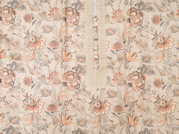 Floral Design Cream Color Silk Cotton Unstitched Salwar Material