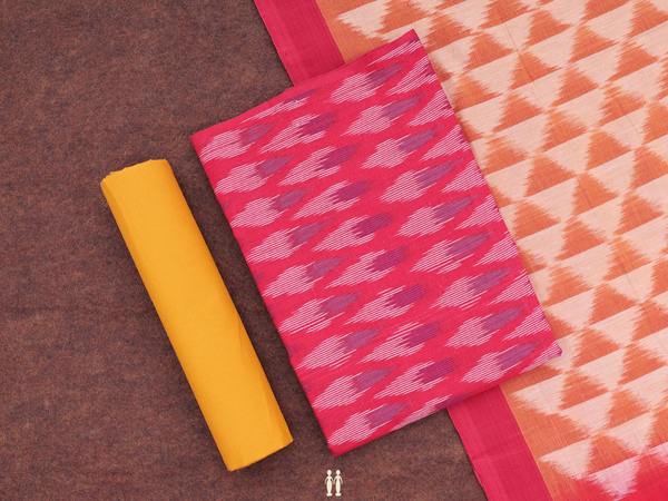 Ikat Design Red Cotton Unstitched Salwar Material