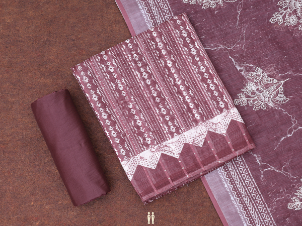 Printed Design Brown Linen Salwar Material