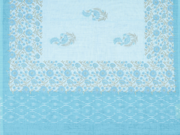 Floral Design Light Blue Linen Salwar Material