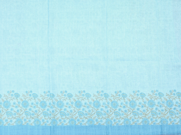 Floral Design Light Blue Linen Salwar Material