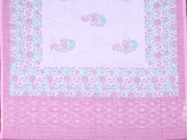 Floral Design Pink Linen Unstitched Salwar Material