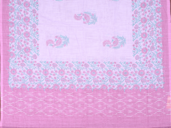 Floral Design Pink Linen Unstitched Salwar Material
