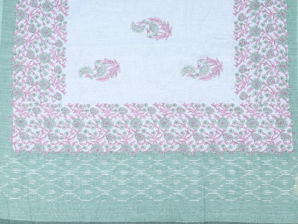 Floral Design Pale Green Linen Unstitched Salwar Material